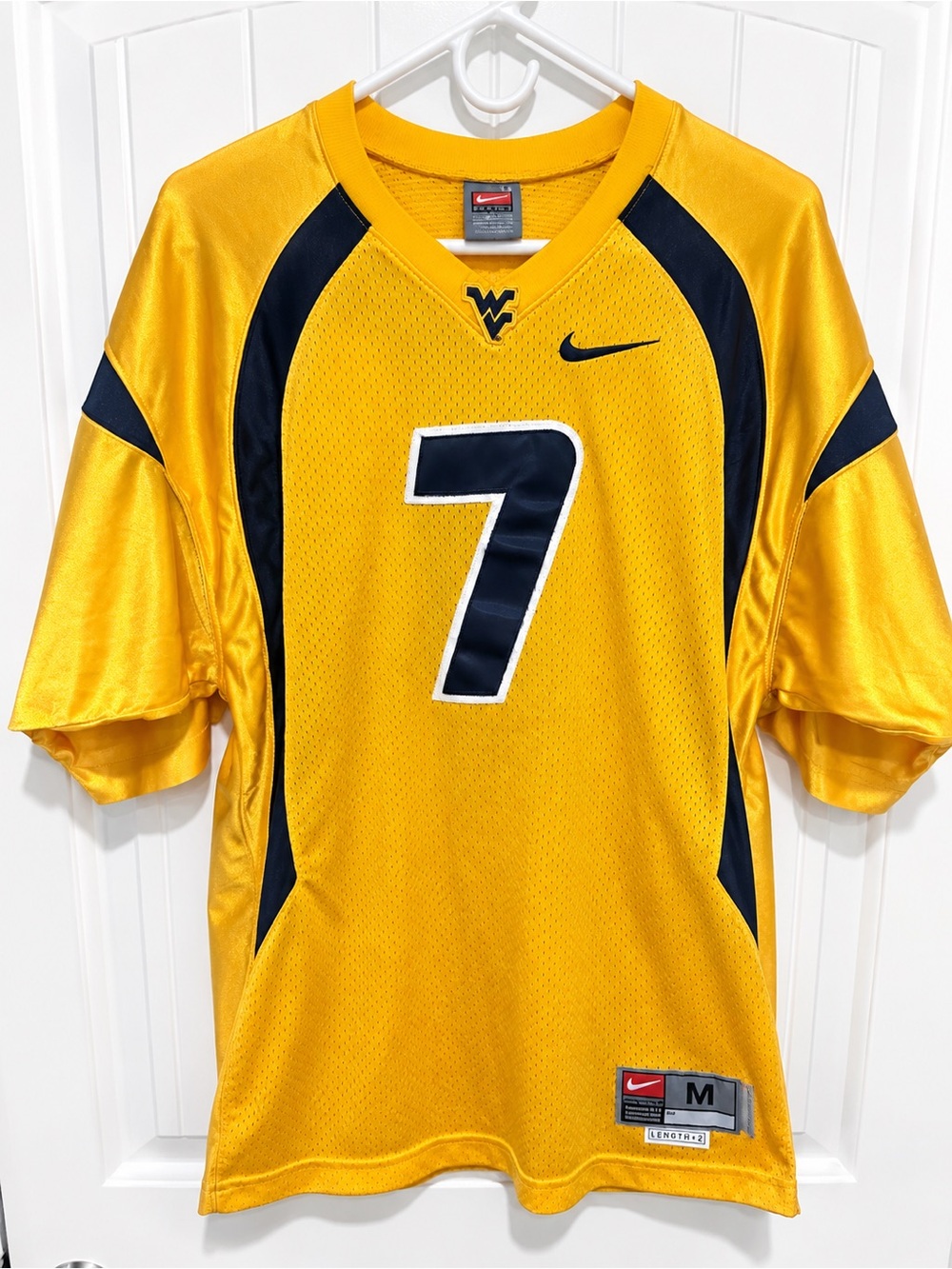 Vintage Nike Team WVU West Virginia #7 Football Jersey Gold Men’s M